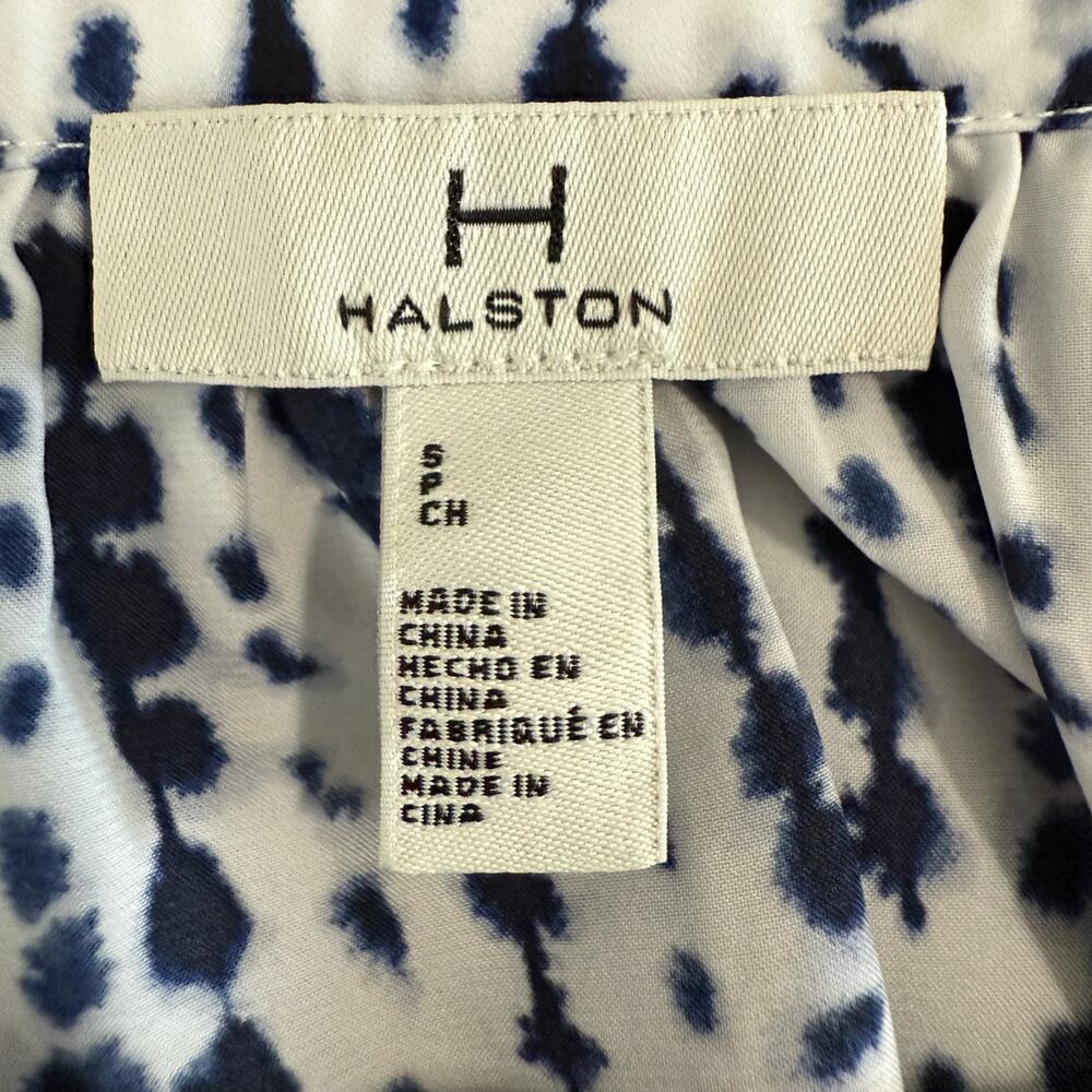 Halston 3/4 Sleeve‎ Blue White Blouse Petite Size Small - Picture 7 of 7